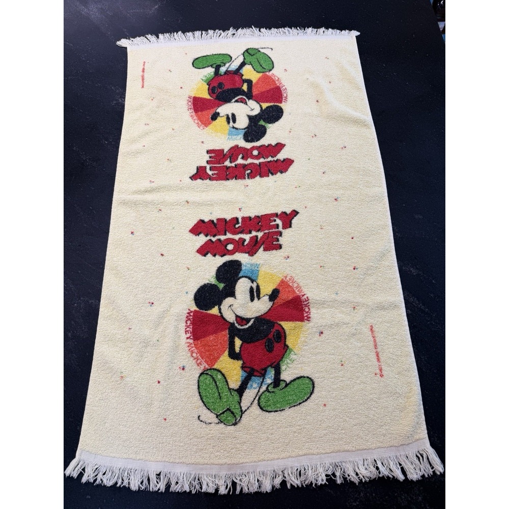 Vintage Mickey‎ Mouse Cannon Terry Small Bath Towel 22" X 39" Disney